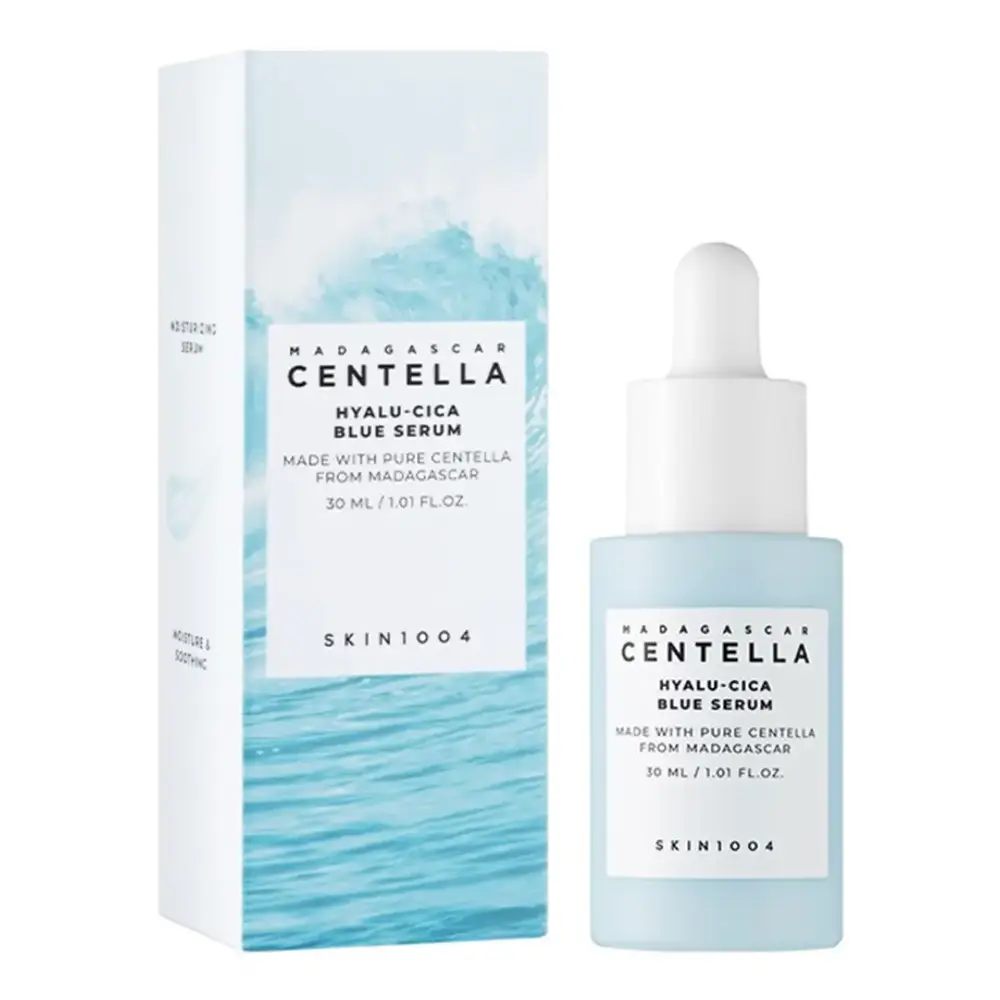 Skin 1004, serum, Centella, Hyalu Cica, blue, for moisturizing and soothing the skin 30ml