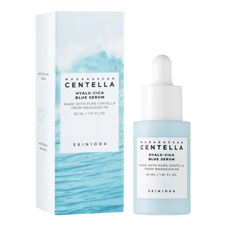 Skin 1004, serum, Centella, Hyalu Cica, blue, for moisturizing and soothing the skin 30ml