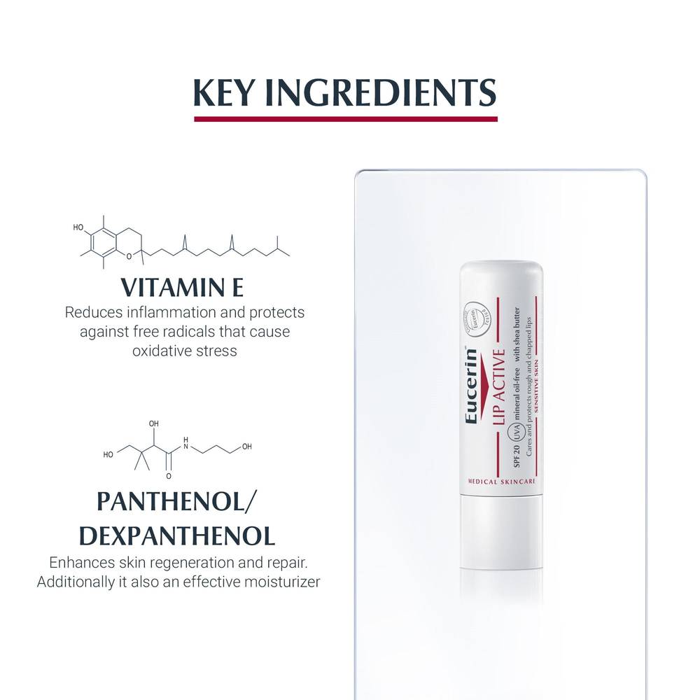 Eucerin, Lip Moisturizer, Lip Active for Dry Lips, - 4.8g