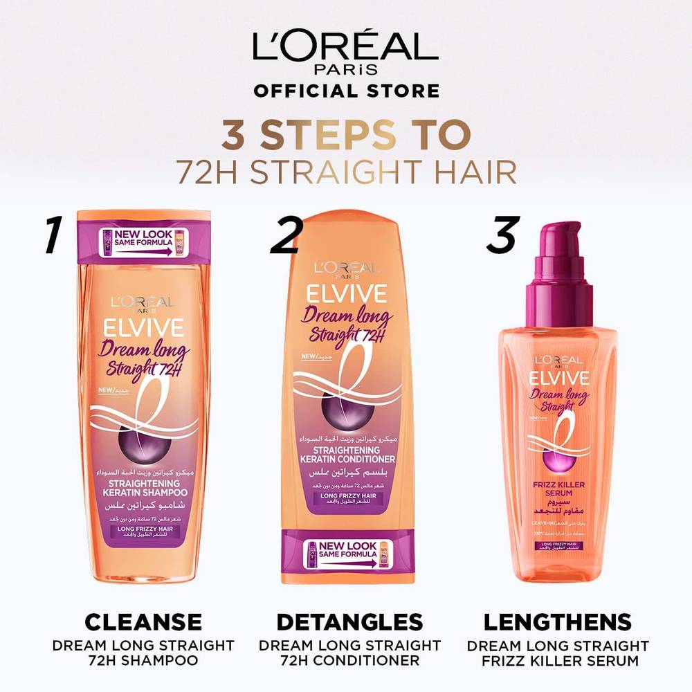 L'Oreal, Hair Serum, Elvive Anti-Frizz, Dream Long Straight, 100ml