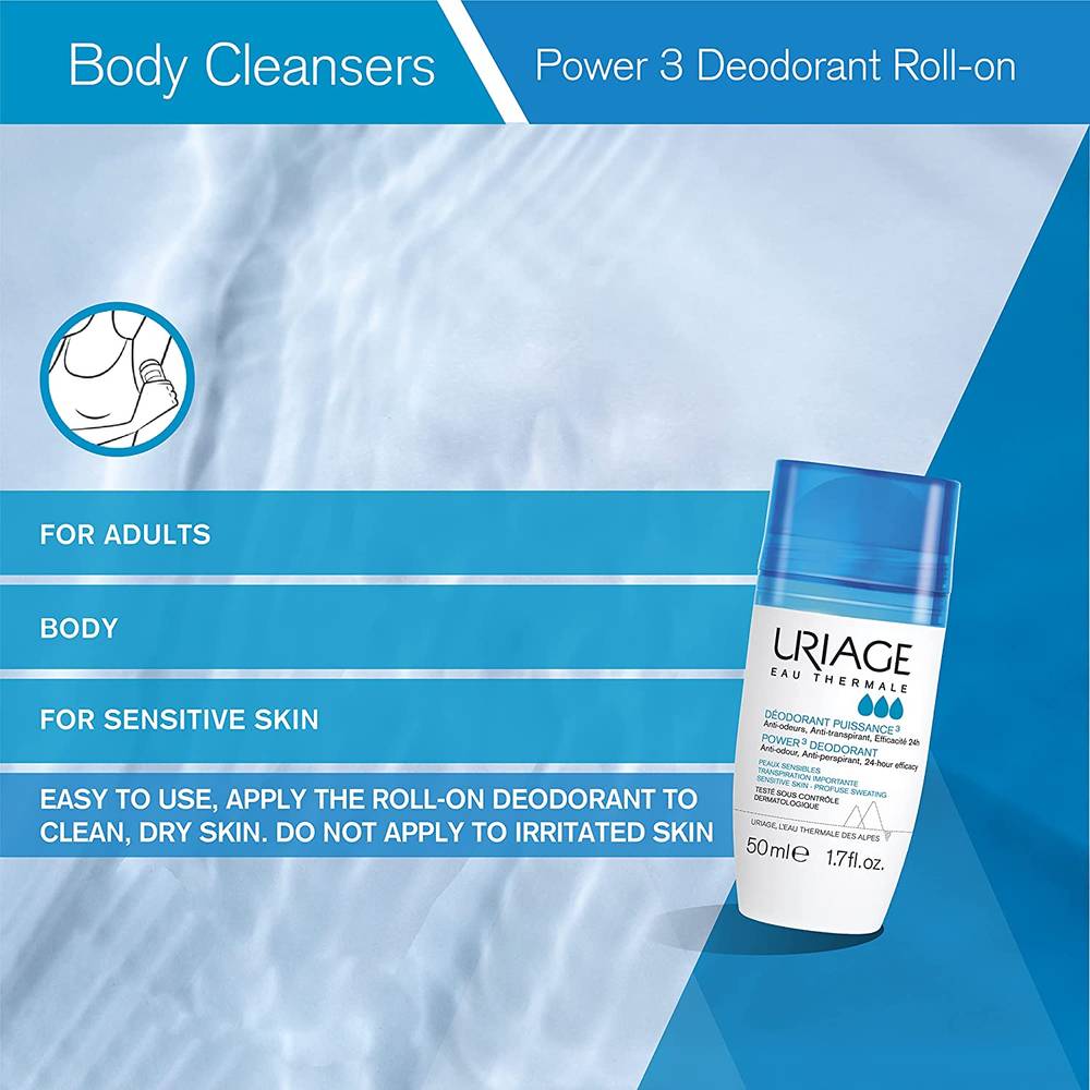 Uriage, Deodorant, Power 3, Roll-On, - Anti-odor, For Sensitive Skin