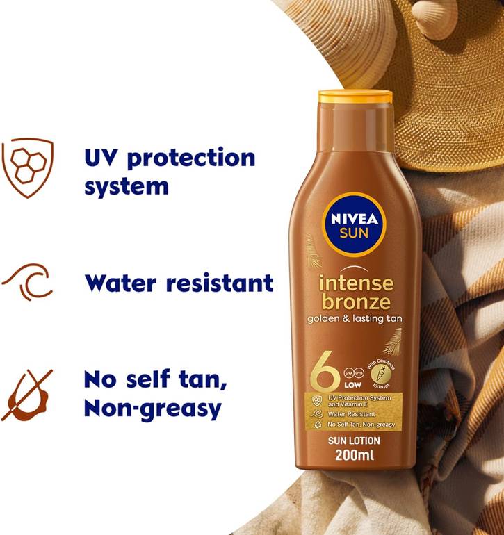 NIVEA SUN Intense Bronze Golden & Lasting Tan Sun Lotion SPF 6 - 200ml