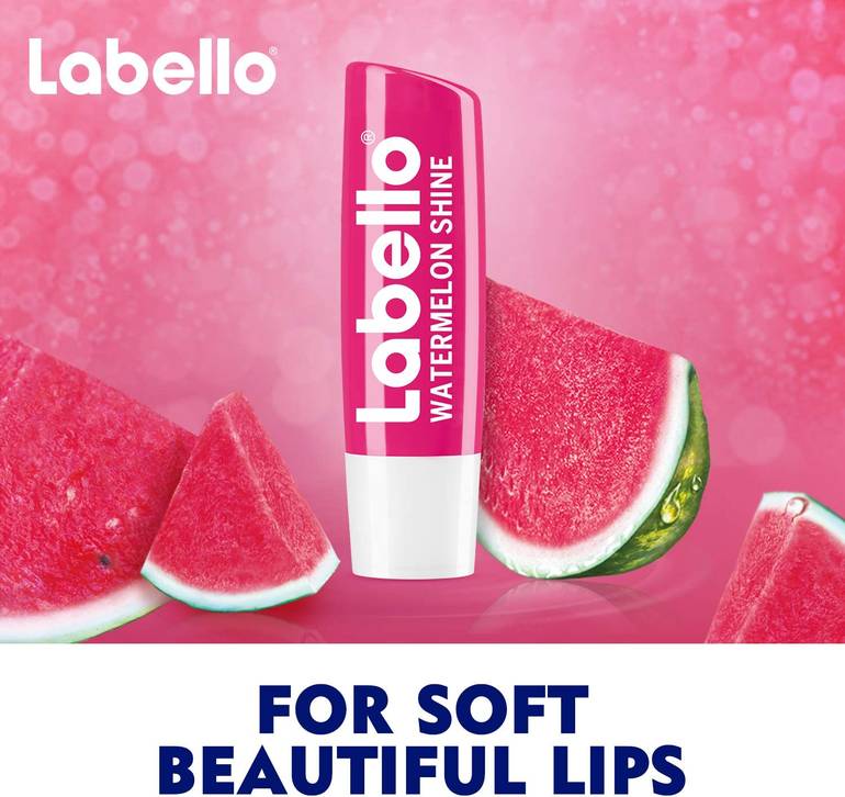 Labello, balm, moisturizer, for lips, watermelon, 24-hour protection