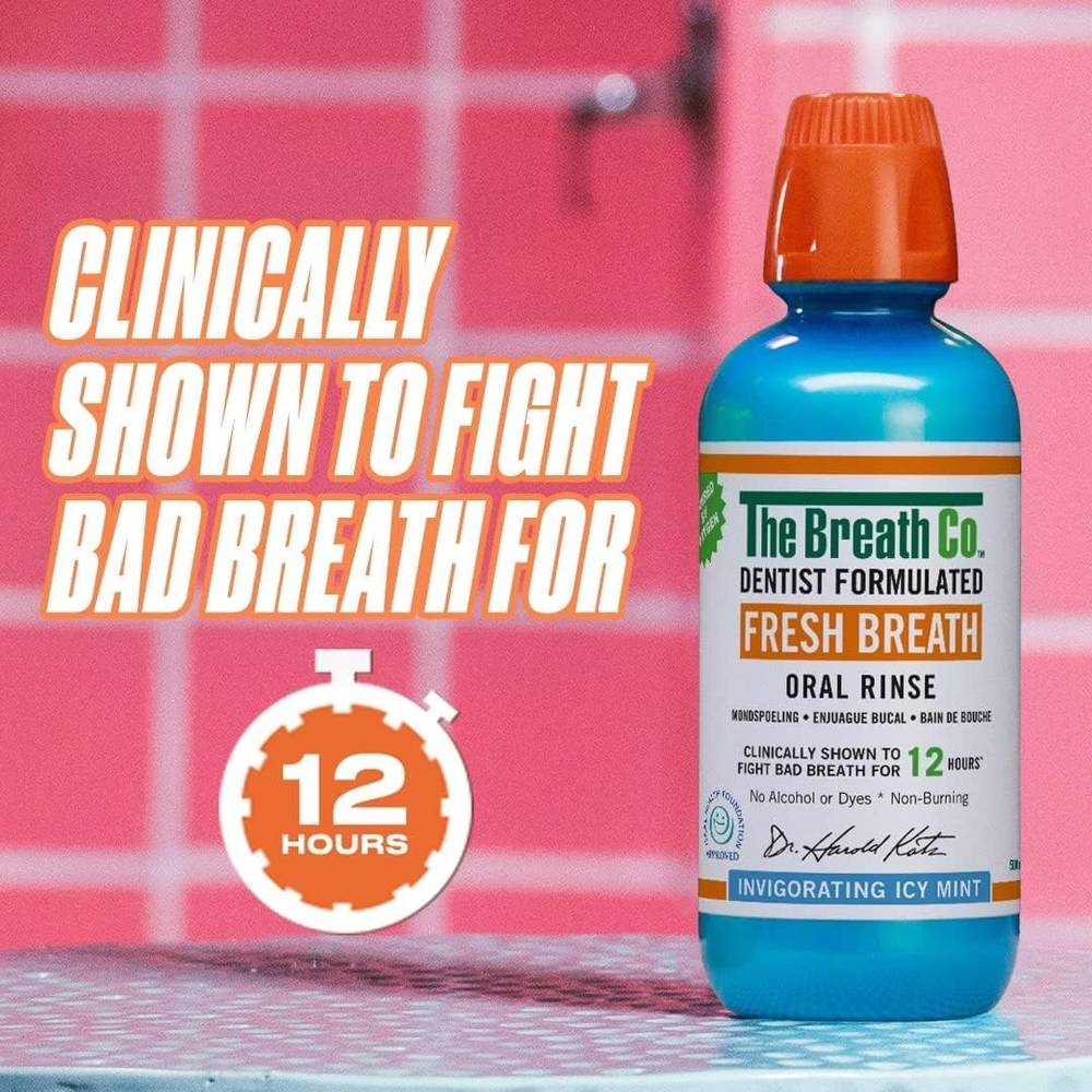 The Breath Co. Mouthwash, Fresh Bright, Icy Mint, 500ml
