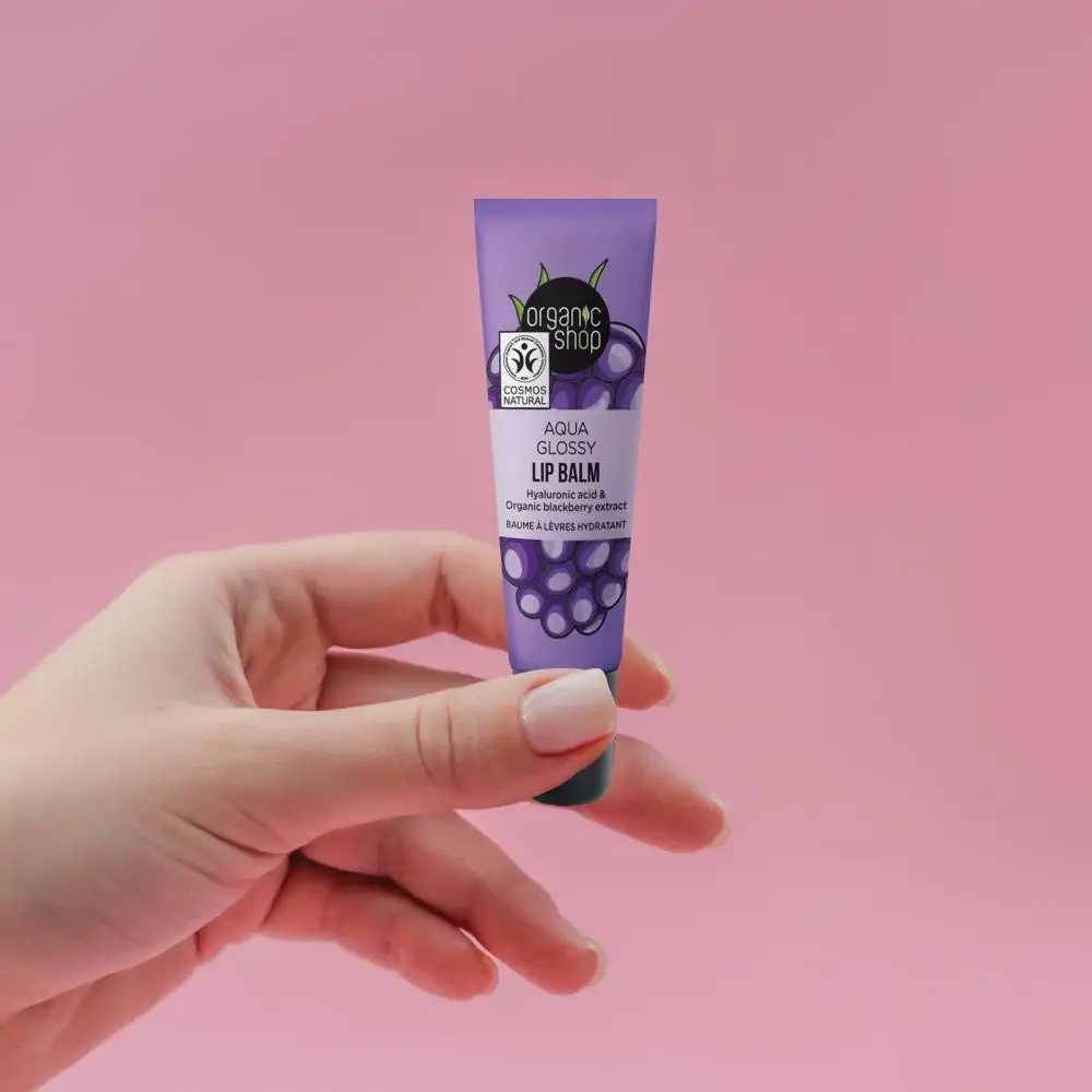 Organic Shop Aqua Glossy Lip Balm with Hyaluronic Acid & Organic Blackberry Extract