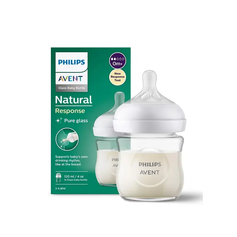 Philips Avent Natural Response Glass Baby Bottle - 120 ml (0m+)
