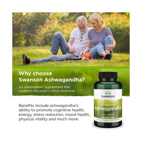 Swanson, Dietary Supplement, Full Spectrum, Ashwagandha 450 mg, - 100 Capsules