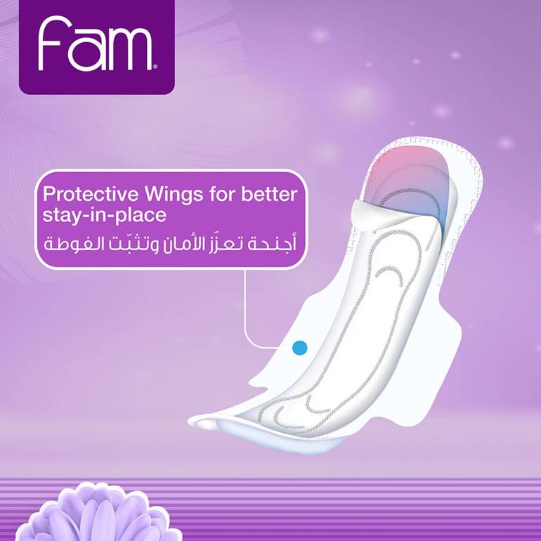 Fam, Sanitary, Napkins, with, Wings, - Large, Classic, 40 pads,