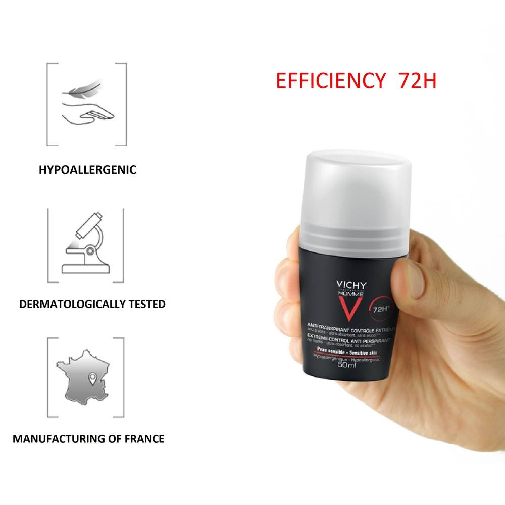 Vichy, Homme, Deodorant and Stress, On Homme 72H, 50ml