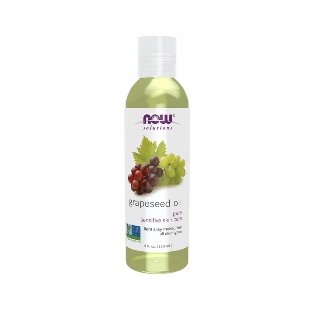 Now, Natural Grapeseed Oil, for Hair & Skin, - 118 ml