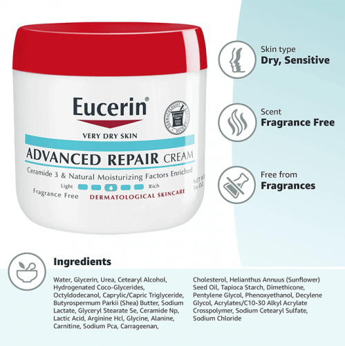 Eucerin, Advanced Repair Cream, For Very Dry Skin, 454g