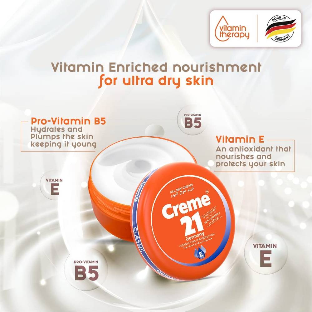 Cream 21, Classic Face and Body Cream, Intensive Care and Protection, 150ml
