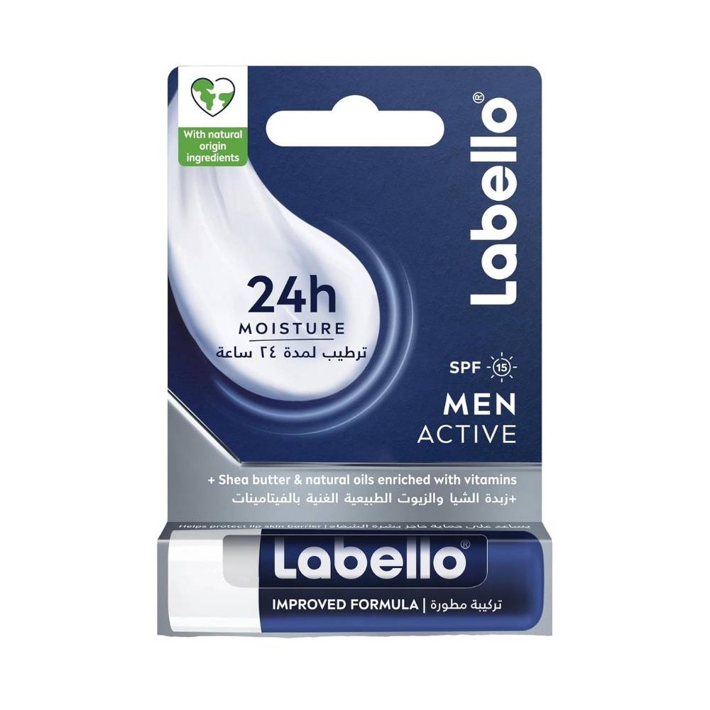 Labello, Moisturizing Lip Balm, Active for Men, 24-hour protection