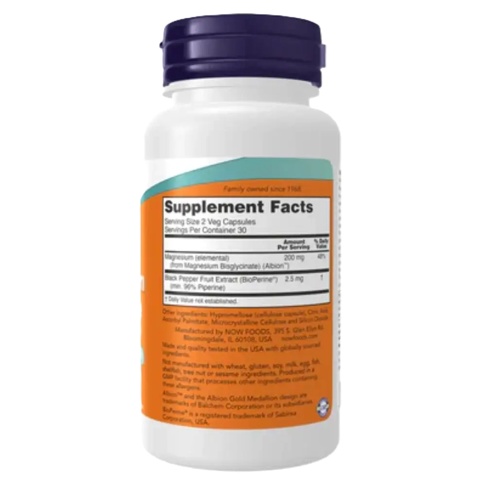 NOW Foods, Magnesium Glycinate with BioPerine - 60 Veg Capsules