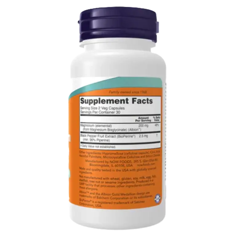 NOW Foods, Magnesium Glycinate with BioPerine - 60 Veg Capsules