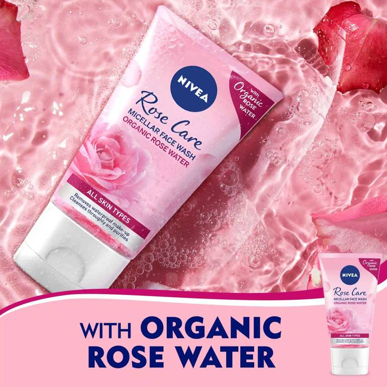 NIVEA, Face Wash and Makeup Remover, with Organic Rose Water, 150ml