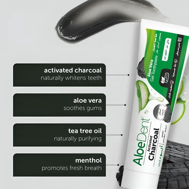 AloeDent, Activated Charcoal Aloe Vera Gel Toothpaste , Fluoride Free-100ml