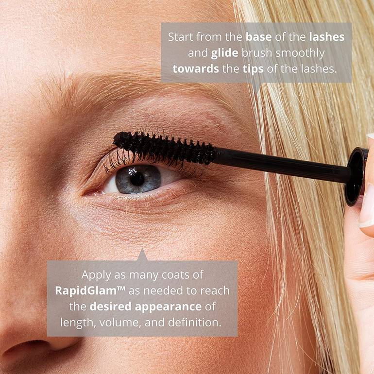 Rapid Glam Lash Mascaram Serum Mascara Lengthening & Volumizing Lash Primer
