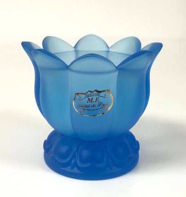 Small Crystal Vase Lotus Flower in L-Blue Color