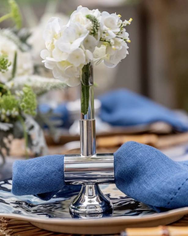 Set of 6.Napkins & 6.Flowers Glass Tubes Holder