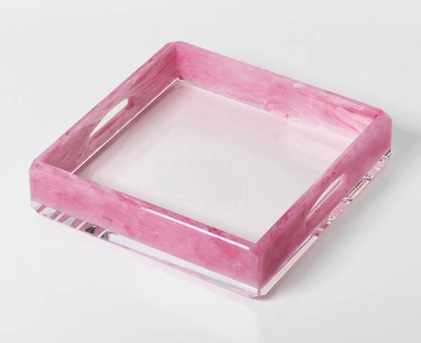 Square Pink Tray with handles