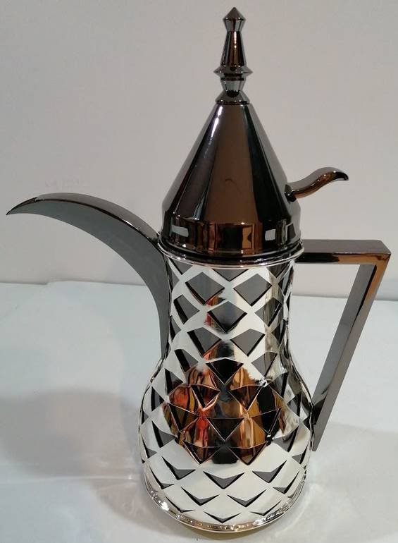 Dallah Thermos 500.ML, Silver/Gray Color Body with Modern Laser Cut Décor