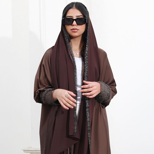 عباية بنية حرير ناعم