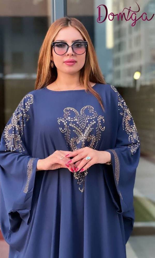 جلابية كحلي فاخرة - كريب ماكسي - أكمام طويلة