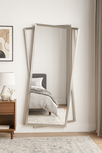 مراية أنيقة بتصميم عصري 135x81 سم - فضي 