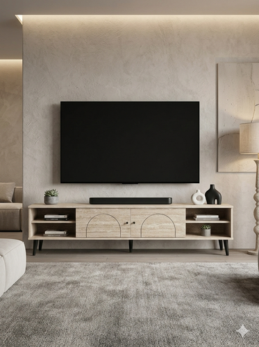 طاولة تلفزيون بلازما - 160X45X40 سم - بيج