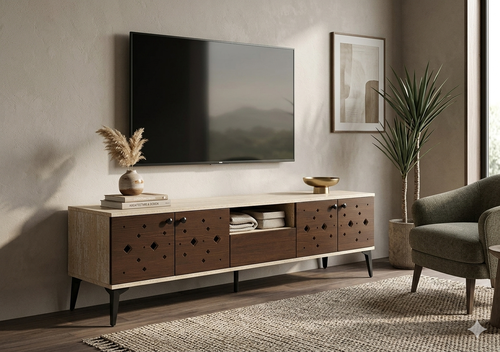 طاولة تلفزيون بلازما - 200X45X40 سم - بيج