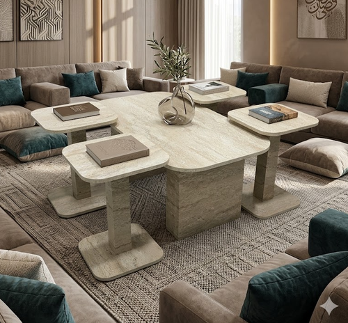 طقم طاولات كنب تركي Traverten (110*59*50)+(38*38*54)