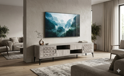طاولة تلفزيون بلازما - 180X45X40 سم - رمادي