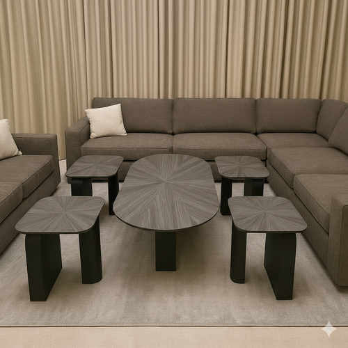 طقم طاولة خدمة وسط 56X35X45  سم - رمادي