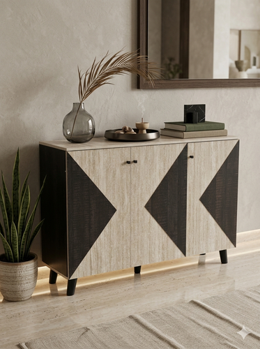 دولاب أحذية 3 باب  متعدد الأغراض 90×35×120 سم - بيج