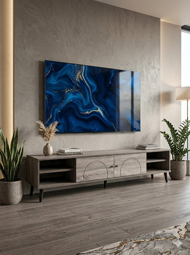 طاولة تلفزيون بلازما - 160X45X40 سم - رمادي غامق