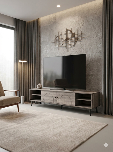 طاولة تلفزيون بلازما - 180X45X40 سم - رمادي غامق