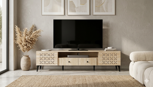 طاولة تلفزيون بلازما - 180X45X40 سم - بيج