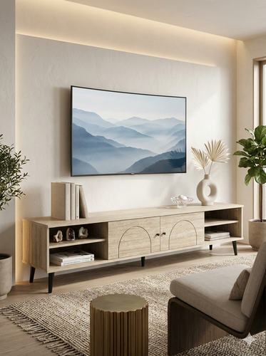 طاولة تلفزيون بلازما - 200X45X40 سم - بيج