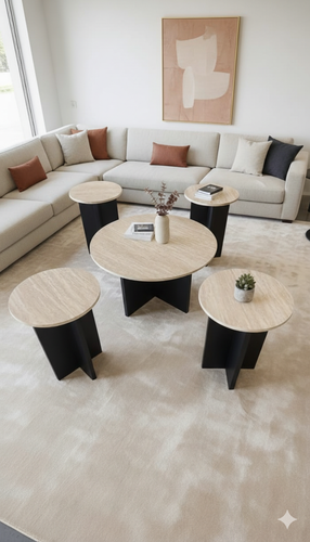 طقم طاولة خدمة وسط 80X46-40X56 سم - بيح
