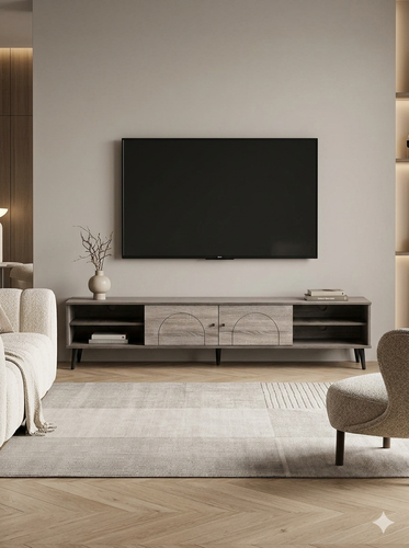 طاولة تلفزيون بلازما - 200X45X40 سم - رمادي غامق