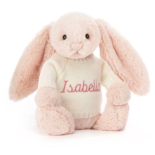 Bashful Blush Bunny with Personalised Cream Jumper -JELLY CAT 