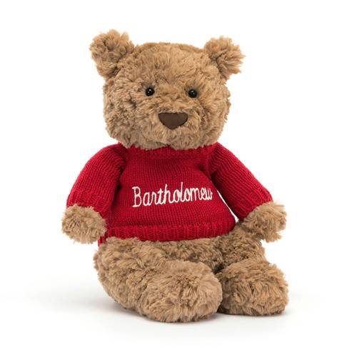 Bartholomew Bear with Personalised Red Jumper - JELLY CAT