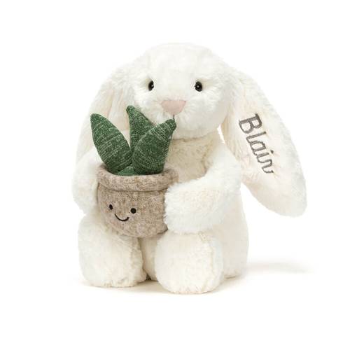 Personalised Cream Bunny with Plant - JELLY CAT 