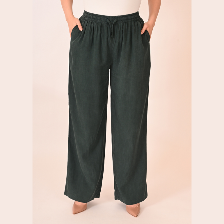 Drawstring Eco-friendly Tencel Trousers - Green - XL