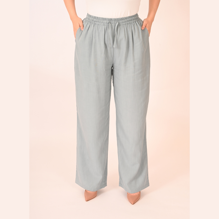 Drawstring Eco-friendly Tencel Trousers - Sky Blue - L