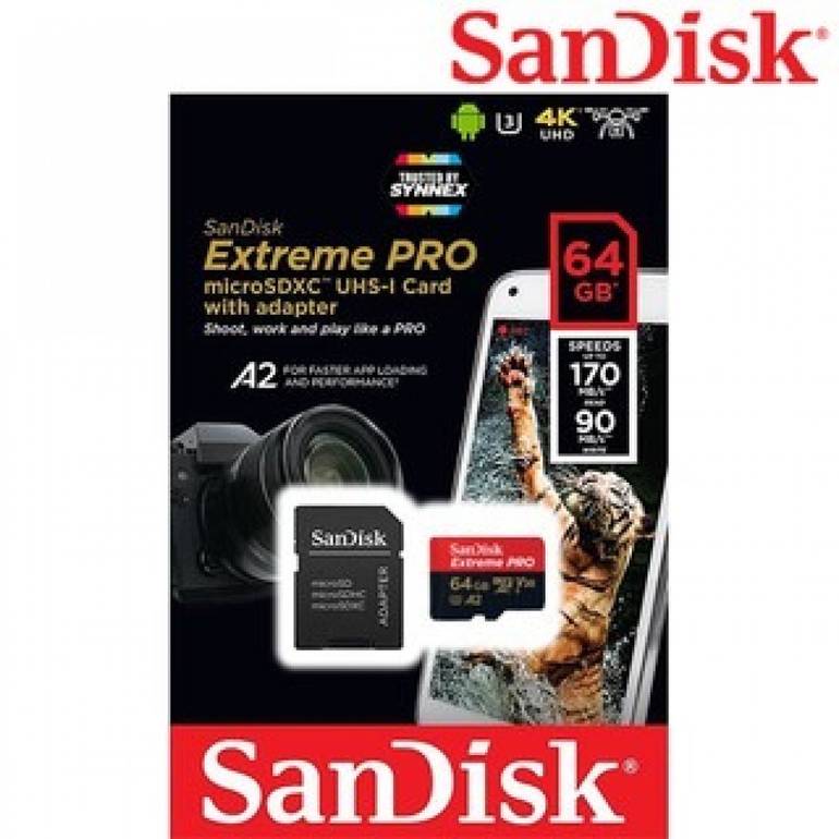 SanDisk 64GB Extreme Pro V30 Micro SD Card (SDXC) UHS-I U3