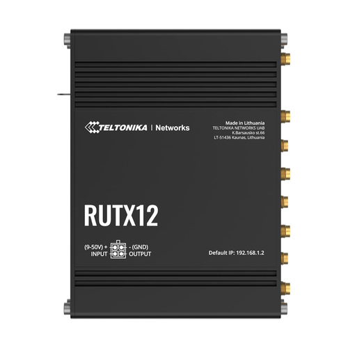 تيليتونيكا نتوركس RUTX12 راوتر صناعي مزدوج LTE Cat 6 يدعم موازنة الأحمال والتبديل التلقائي عند انقطاع الاتصال.