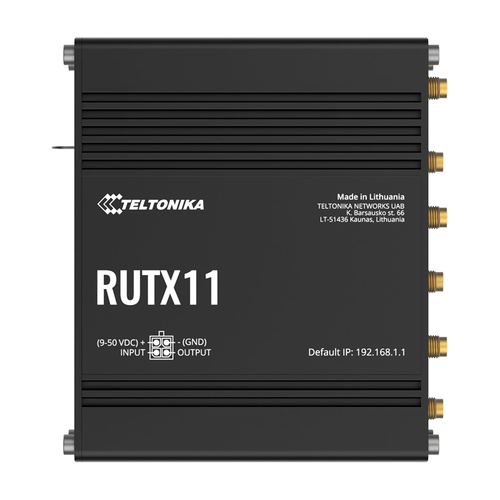 تيليتونيكا نتوركس RUTX11 راوتر صناعي LTE Cat 6 مزود بشريحتي اتصال، وWi-Fi 5، ومنافذ جيجابت إيثرنت.