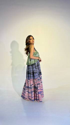 Layered linen dress
